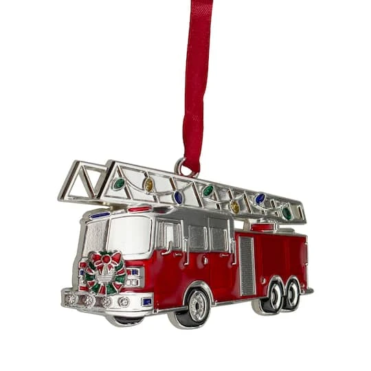 Northlight Silver Plated Fire Truck Crystal Embellished Ornament 4 Northlight Silver Plated Fire Truck Crystal Embellished Ornament - Image 2