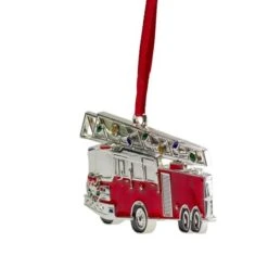 Northlight Silver Plated Fire Truck Crystal Embellished Ornament 9 Northlight Silver Plated Fire Truck Crystal Embellished Ornament -Holiday Glow D491131S 3