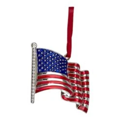 Northlight Silver Plated American Flag Crystal Embellished Ornament