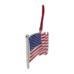 Northlight Silver Plated American Flag Crystal Embellished Ornament -Holiday Glow D491132S 2