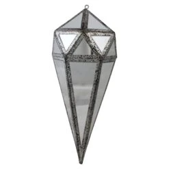 Northlight 10.5" Silver And Clear Mirrored Geometric Framed Drop Ornament
