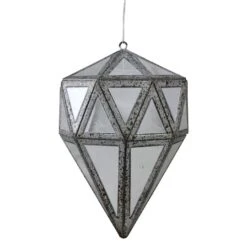 Northlight 5.5" Silver And Clear Mirrored Framed Geometric Drop Ornament 8 Northlight 5.5" Silver And Clear Mirrored Framed Geometric Drop Ornament -Holiday Glow D491136S 1 1
