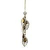 Glitter Gold Jeweled Leaf And Bead Pendant Ornament