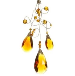 Amber And Gold Beaded Teardrop Ornament 7 Amber And Gold Beaded Teardrop Ornament -Holiday Glow D491139S 2