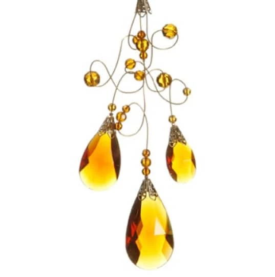 Amber And Gold Beaded Teardrop Ornament 5 Amber And Gold Beaded Teardrop Ornament - Image 3