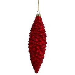 Northlight Matte Red Pine Cone Glass Ornament 7 Northlight Matte Red Pine Cone Glass Ornament -Holiday Glow D491140S 1 1