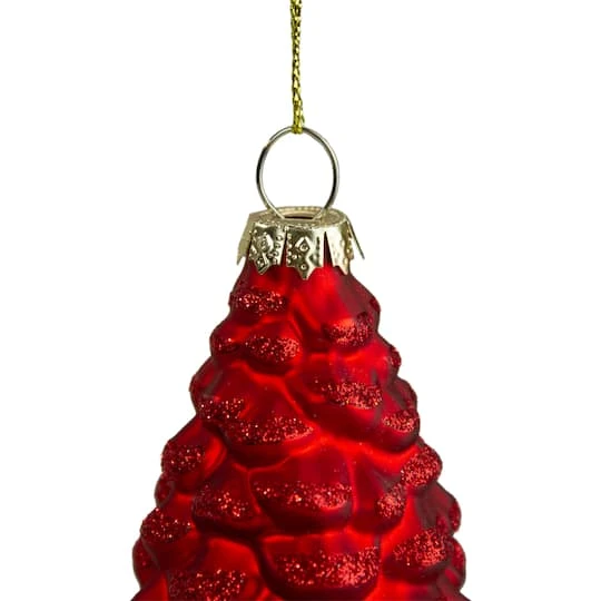 Northlight Matte Red Pine Cone Glass Ornament 6 Northlight Matte Red Pine Cone Glass Ornament - Image 4