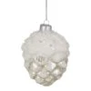 Northlight 3.5" Silver Frosted Pine Cone Glass Christmas Ornament -Holiday Glow D491145S 1