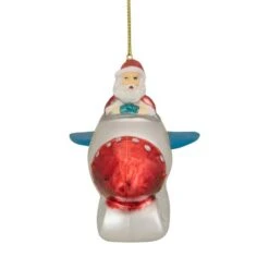Northlight 4.5" Santa In A Silver Rocket Ship Glass Christmas Ornament 19 Northlight 4.5" Santa In A Silver Rocket Ship Glass Christmas Ornament -Holiday Glow D491148S 13
