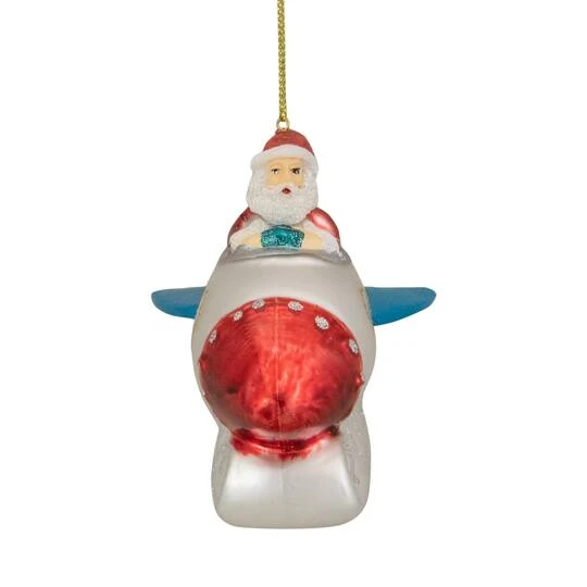 Northlight 4.5" Santa In A Silver Rocket Ship Glass Christmas Ornament 10 Northlight 4.5" Santa In A Silver Rocket Ship Glass Christmas Ornament - Image 8