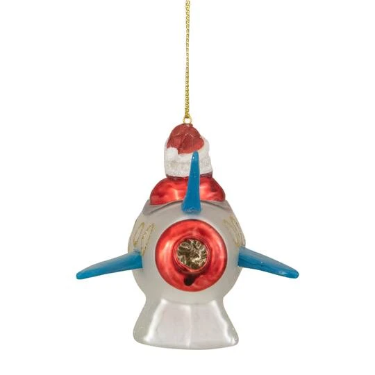 Northlight 4.5" Santa In A Silver Rocket Ship Glass Christmas Ornament 12 Northlight 4.5" Santa In A Silver Rocket Ship Glass Christmas Ornament - Image 10