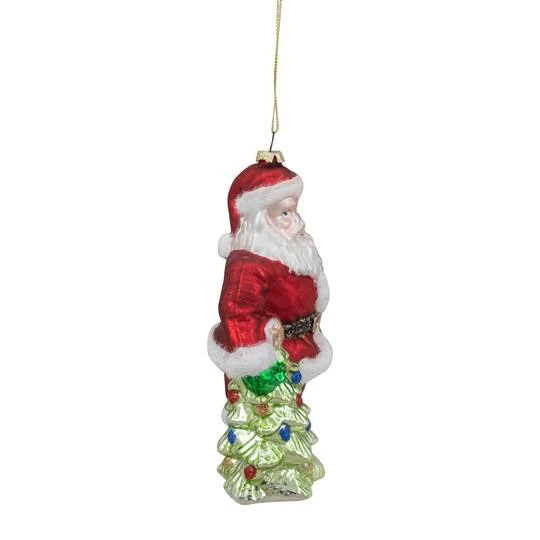 Northlight 5.5" Red Classic Santa With Tree Hanging Glass Christmas Ornament 7 Northlight 5.5" Red Classic Santa With Tree Hanging Glass Christmas Ornament - Image 5