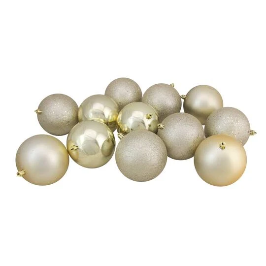 Northlight 12ct. Champagne Gold Shatterproof Christmas Ball Ornaments Set 6 Northlight 12ct. Champagne Gold Shatterproof Christmas Ball Ornaments Set - Image 4