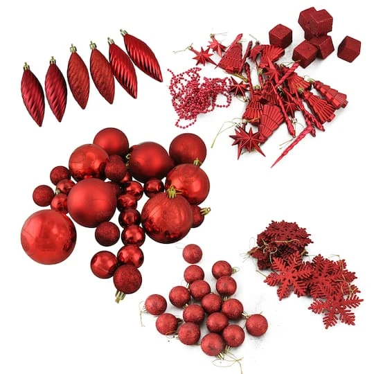 Northlight 125ct. 5.5" Apple Red Shatterproof 3-Finish Christmas Ornaments 3 Northlight 125ct. 5.5" Apple Red Shatterproof 3-Finish Christmas Ornaments
