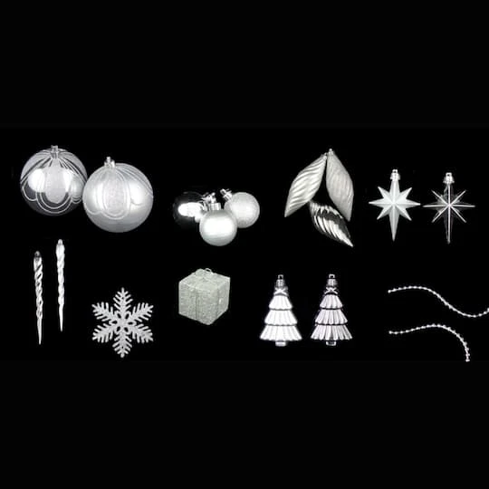 Northlight 125ct 5.5" Splendor Silver Shatterproof 4-Finish Christmas Ornaments 7 Northlight 125ct 5.5" Splendor Silver Shatterproof 4-Finish Christmas Ornaments - Image 5