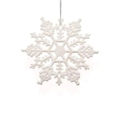 Northlight 24ct. 4" White Glitter Snowflake Christmas Ornaments -Holiday Glow D491154S 1 1