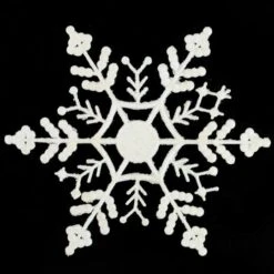 Northlight 12ct. 6.25" White Glitter Snowflake Hanging Christmas Ornaments -Holiday Glow D491157S 1 1