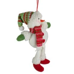 Northlight 13" Jolly Smiling Plush Snowman Hanging Christmas Ornament -Holiday Glow D491158S 2
