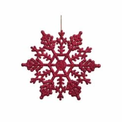 Northlight 24ct. 4" Berry Red Glitter Snowflake Christmas Ornaments -Holiday Glow D491159S 1 1