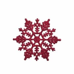 Northlight 24ct. 4" Berry Red Glitter Snowflake Christmas Ornaments -Holiday Glow D491159S 2