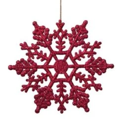 Northlight 24ct. 4" Berry Red Glitter Snowflake Christmas Ornaments -Holiday Glow D491159S 3