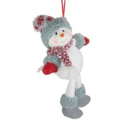 Northlight 14" Gray & Red Plush Snowman Hanging Christmas Ornament -Holiday Glow D491160S 2