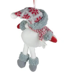 Northlight 14" Gray & Red Plush Snowman Hanging Christmas Ornament -Holiday Glow D491160S 3