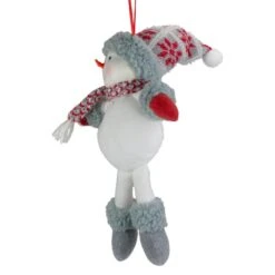 Northlight 14" Gray & Red Plush Snowman Hanging Christmas Ornament -Holiday Glow D491160S 4