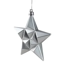 12ct. 5" Glitter & Matte Silver Splendor Shatterproof Star Christmas Ornaments -Holiday Glow D491165S 2
