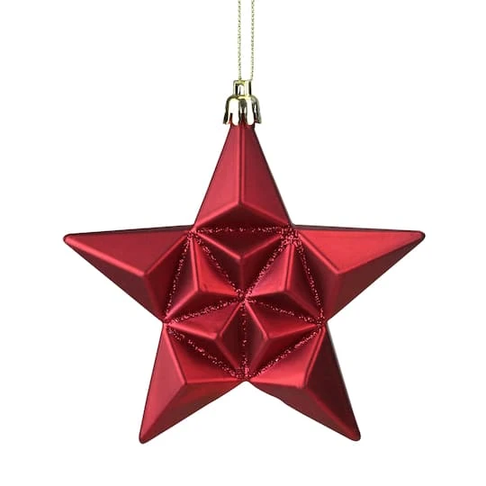 12ct. 5" Glitter Matte Red & Gold Star Shatterproof Christmas Ornaments 4 12ct. 5" Glitter Matte Red & Gold Star Shatterproof Christmas Ornaments - Image 2