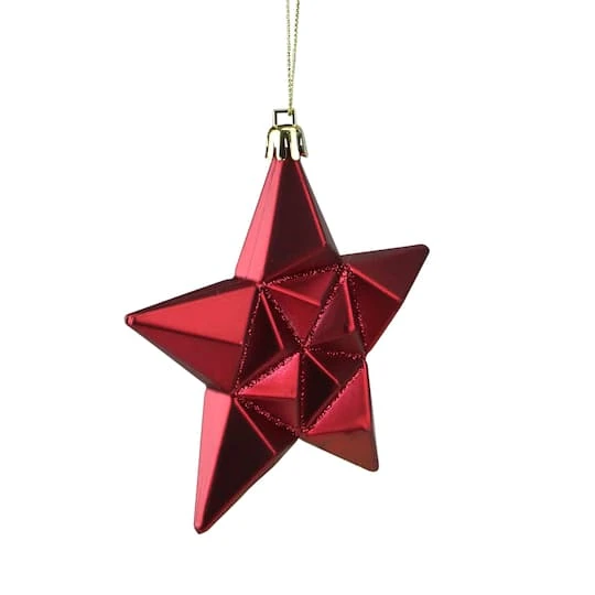 12ct. 5" Glitter Matte Red & Gold Star Shatterproof Christmas Ornaments 5 12ct. 5" Glitter Matte Red & Gold Star Shatterproof Christmas Ornaments - Image 3