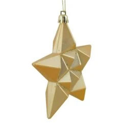 12ct. 5" Glitter & Matte Vegas Gold Shatterproof Christmas Star Ornaments -Holiday Glow D491167S 2