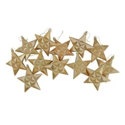 12ct. 5" Glitter & Matte Vegas Gold Shatterproof Christmas Star Ornaments -Holiday Glow D491167S 3