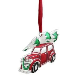 Northlight 3" Red & White Car With Tree Christmas Ornament -Holiday Glow D491168S 2