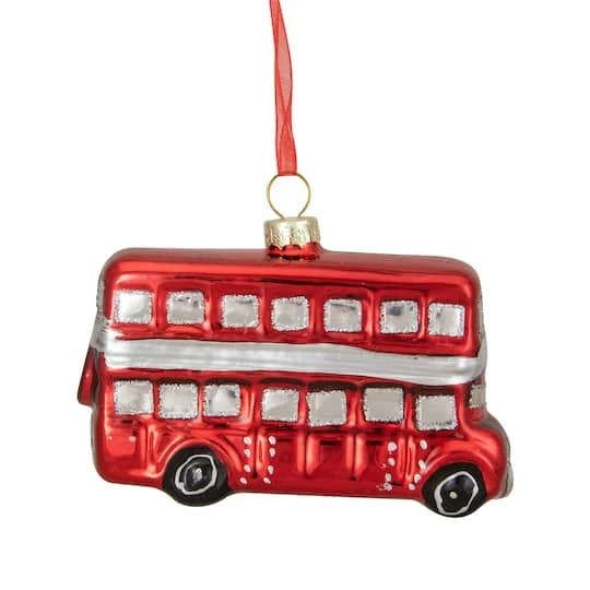 Northlight 4" Shiny Metallic Red & Silver Glass Double Decker Bus Christmas Ornament 8 Northlight 4" Shiny Metallic Red & Silver Glass Double Decker Bus Christmas Ornament - Image 6