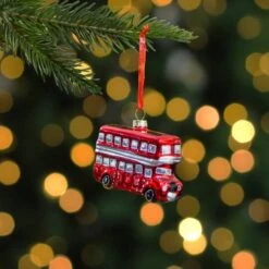 Northlight 4" Shiny Metallic Red & Silver Glass Double Decker Bus Christmas Ornament 19 Northlight 4" Shiny Metallic Red & Silver Glass Double Decker Bus Christmas Ornament -Holiday Glow D491173S 12