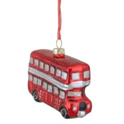 Northlight 4" Shiny Metallic Red & Silver Glass Double Decker Bus Christmas Ornament 20 Northlight 4" Shiny Metallic Red & Silver Glass Double Decker Bus Christmas Ornament -Holiday Glow D491173S 13