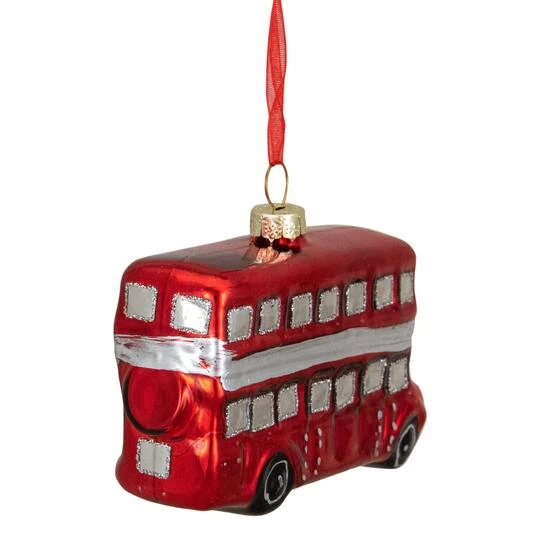 Northlight 4" Shiny Metallic Red & Silver Glass Double Decker Bus Christmas Ornament 11 Northlight 4" Shiny Metallic Red & Silver Glass Double Decker Bus Christmas Ornament - Image 9