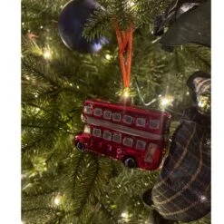 Northlight 4" Shiny Metallic Red & Silver Glass Double Decker Bus Christmas Ornament 23 Northlight 4" Shiny Metallic Red & Silver Glass Double Decker Bus Christmas Ornament -Holiday Glow D491173S 16