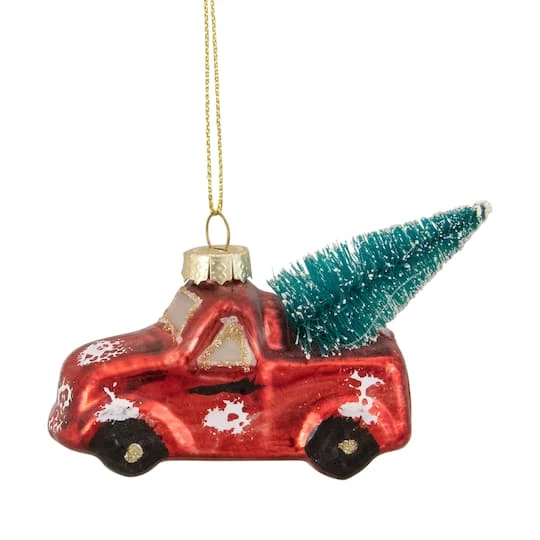 Northlight 4" Red Metallic Truck With A Sisal Tree Glass Christmas Ornament 4 Northlight 4" Red Metallic Truck With A Sisal Tree Glass Christmas Ornament - Image 2