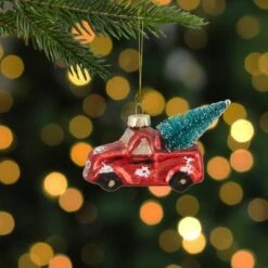 Northlight 4" Red Metallic Truck With A Sisal Tree Glass Christmas Ornament 18 Northlight 4" Red Metallic Truck With A Sisal Tree Glass Christmas Ornament -Holiday Glow D491175S 12