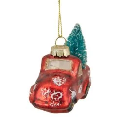 Northlight 4" Red Metallic Truck With A Sisal Tree Glass Christmas Ornament 14 Northlight 4" Red Metallic Truck With A Sisal Tree Glass Christmas Ornament -Holiday Glow D491175S 2