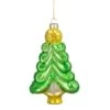 Northlight 5" Pearl & Glitter Green & Gold Glass Christmas Tree Hanging Ornament -Holiday Glow D491177S 1
