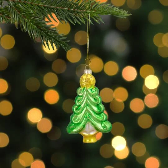 Northlight 5" Pearl & Glitter Green & Gold Glass Christmas Tree Hanging Ornament 8 Northlight 5" Pearl & Glitter Green & Gold Glass Christmas Tree Hanging Ornament - Image 6