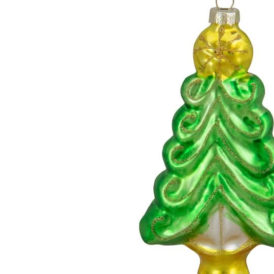 Northlight 5" Pearl & Glitter Green & Gold Glass Christmas Tree Hanging Ornament 9 Northlight 5" Pearl & Glitter Green & Gold Glass Christmas Tree Hanging Ornament - Image 7