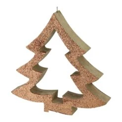 Northlight 7" Brown Glittered Cutout Christmas Tree Ornament -Holiday Glow D491180S 1 1