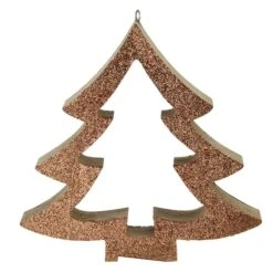 Northlight 7" Brown Glittered Cutout Christmas Tree Ornament -Holiday Glow D491180S 2