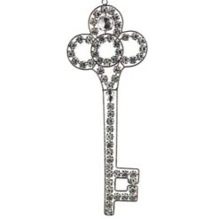 10" Silver Antique Finish Rhinestone Embellished Key Christmas Ornament 9 10" Silver Antique Finish Rhinestone Embellished Key Christmas Ornament -Holiday Glow D491182S 12