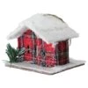 Northlight 4.5" Frosted & Glittered Red & White Plaid Snow Covered Cabin Christmas Ornament -Holiday Glow D491183S 1