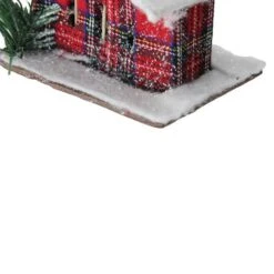 Northlight 4.5" Frosted & Glittered Red & White Plaid Snow Covered Cabin Christmas Ornament -Holiday Glow D491183S 3